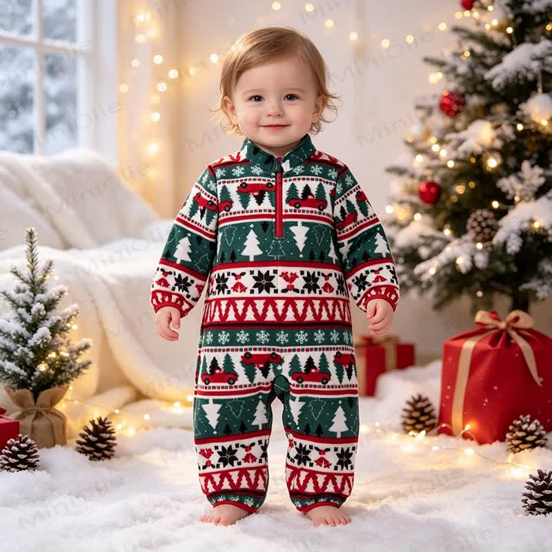 Baby Christmas Fleece Half Zip Romper - image 4