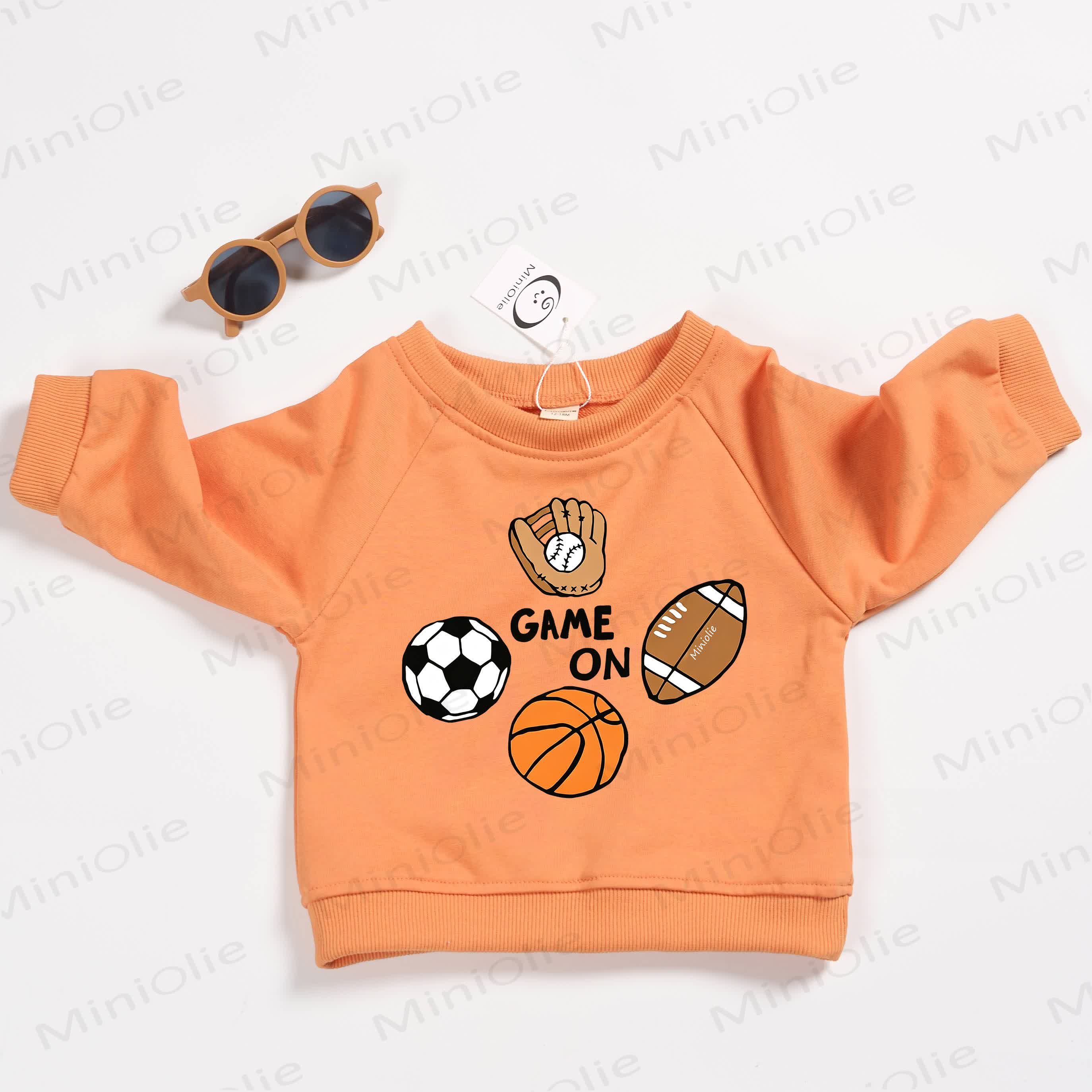 GAME ON Baby Toddler Sport Print Orange Sweatshirt - Orange - 3-5T - image 1