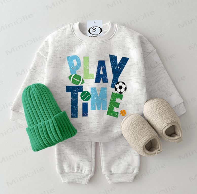 PLAY TIME Baby Light Grey Sweatshirt 2-piece Set - Light Grey - 2-3T - image 1
