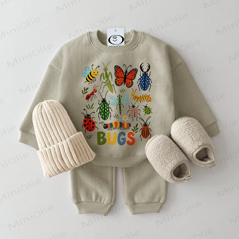 Baby Insect Print Sweatshirt 2-piece Set - Grey Green - 2-3T - image 2