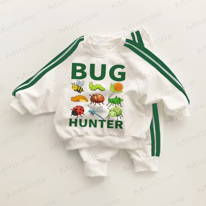 BUG HUNTER Baby Toddler Green Striped 2-piece Set - White&Green - 3-5T - image 1