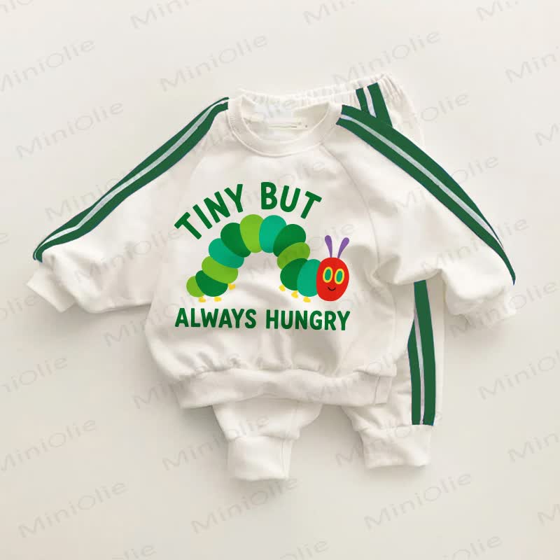 TINY BUT ALWAYS HUNGRY Baby Toddler Bug Green Striped 2-piece Set - White&Green - 3-5T - image 1