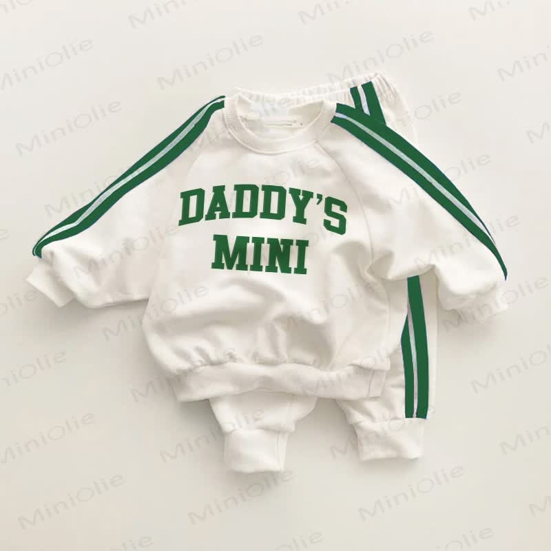 DADDY'S MINI Baby Toddler Green Striped 2-piece Set - White&Green - 3-5T - image 1