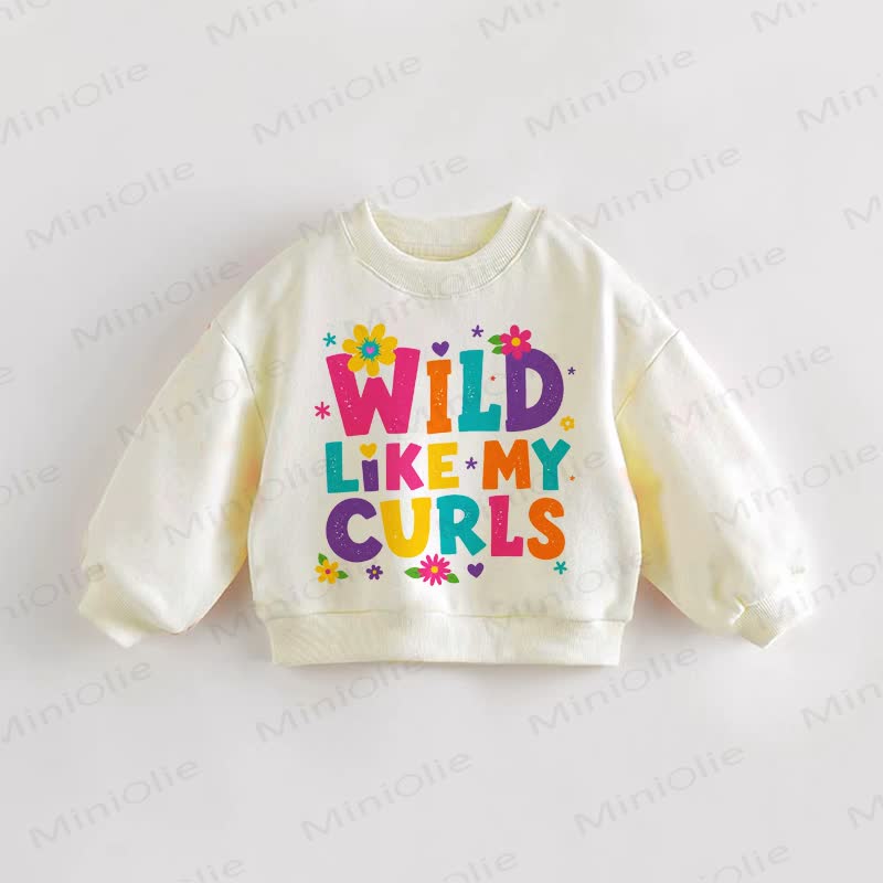 WILD LIKE MY CURLS Baby Toddler Flower Cream Sweatshirt - Cream - 3-5T - image 1