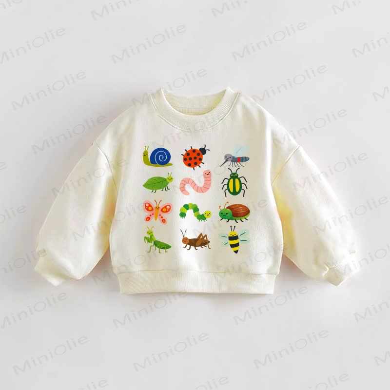 Baby Toddler Nine Insects Print Cream Sweatshirt - Cream - 3-5T - image 1