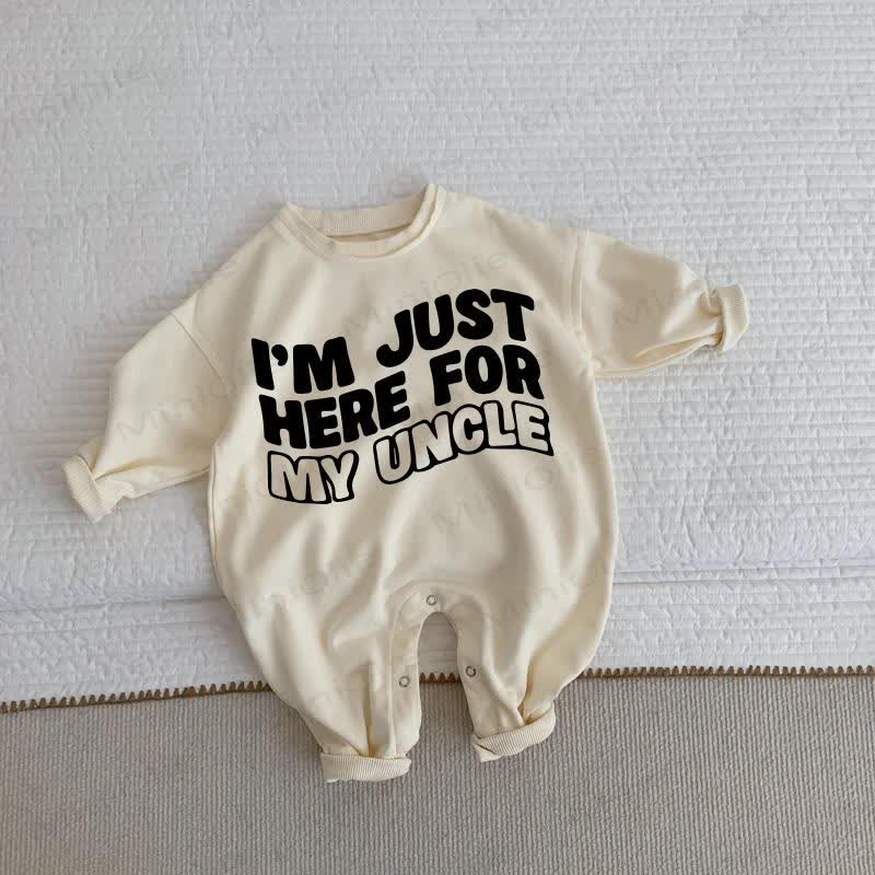 I'M JUST HERE FOR MY UNCLE Baby Toddler Beige Romper - Beige - 2-3T - image 1
