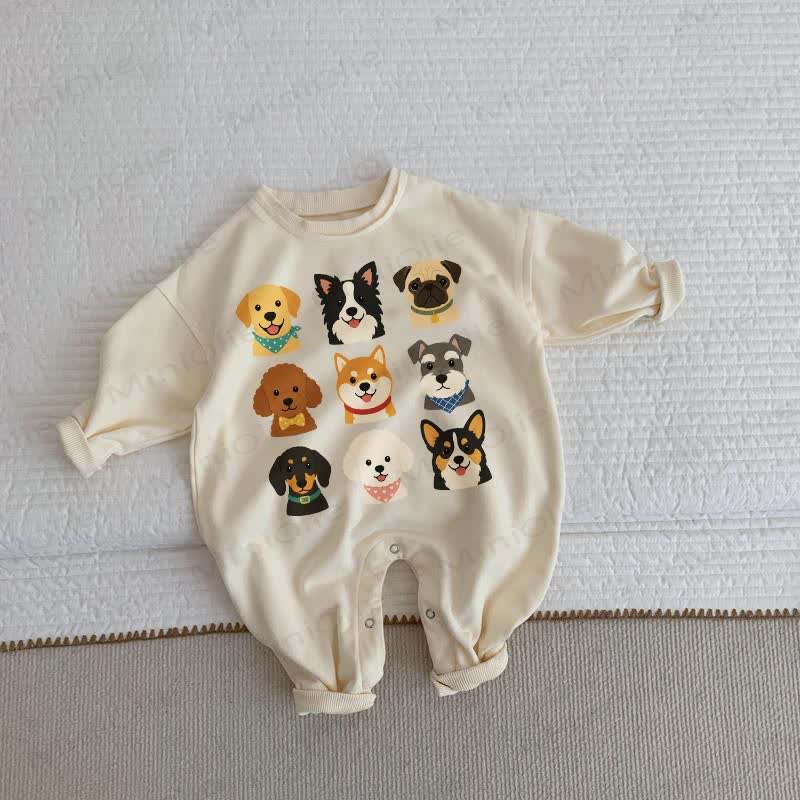 Baby Toddler Nine Dogs Beige Romper - Beige - 2-3T - image 1