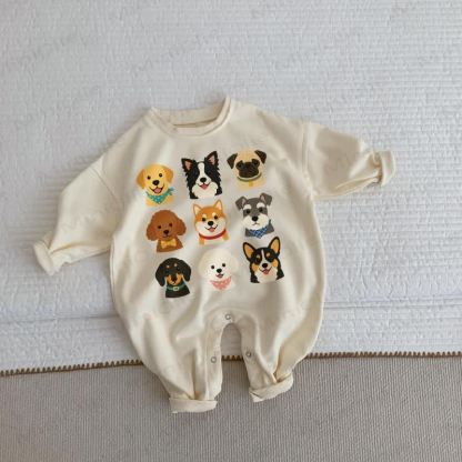 Baby Toddler Nine Dogs Beige Romper - Beige - 2-3T - image 1