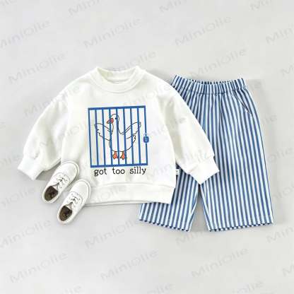 GOT TOO SILLY Baby Sweatshirt 2-piece Set - White&Blue - 2-3T - image 1