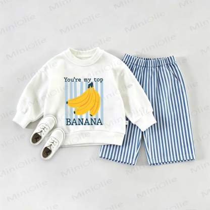 YOU'RE MY TOP BANANA Baby Sweatshirt 2-piece Set - White&Blue - 2-3T - image 1