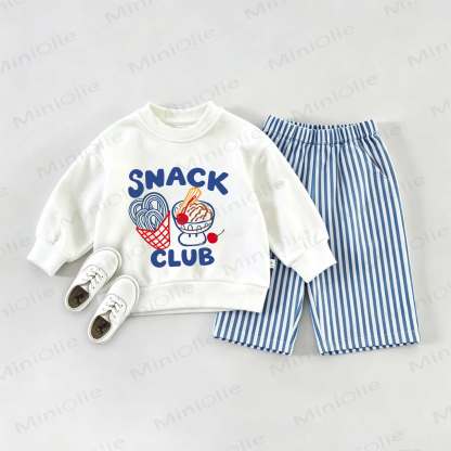 SNACK CLUB Baby Ice Cream Sweatshirt 2-piece Set - White&Blue - 2-3T - image 1