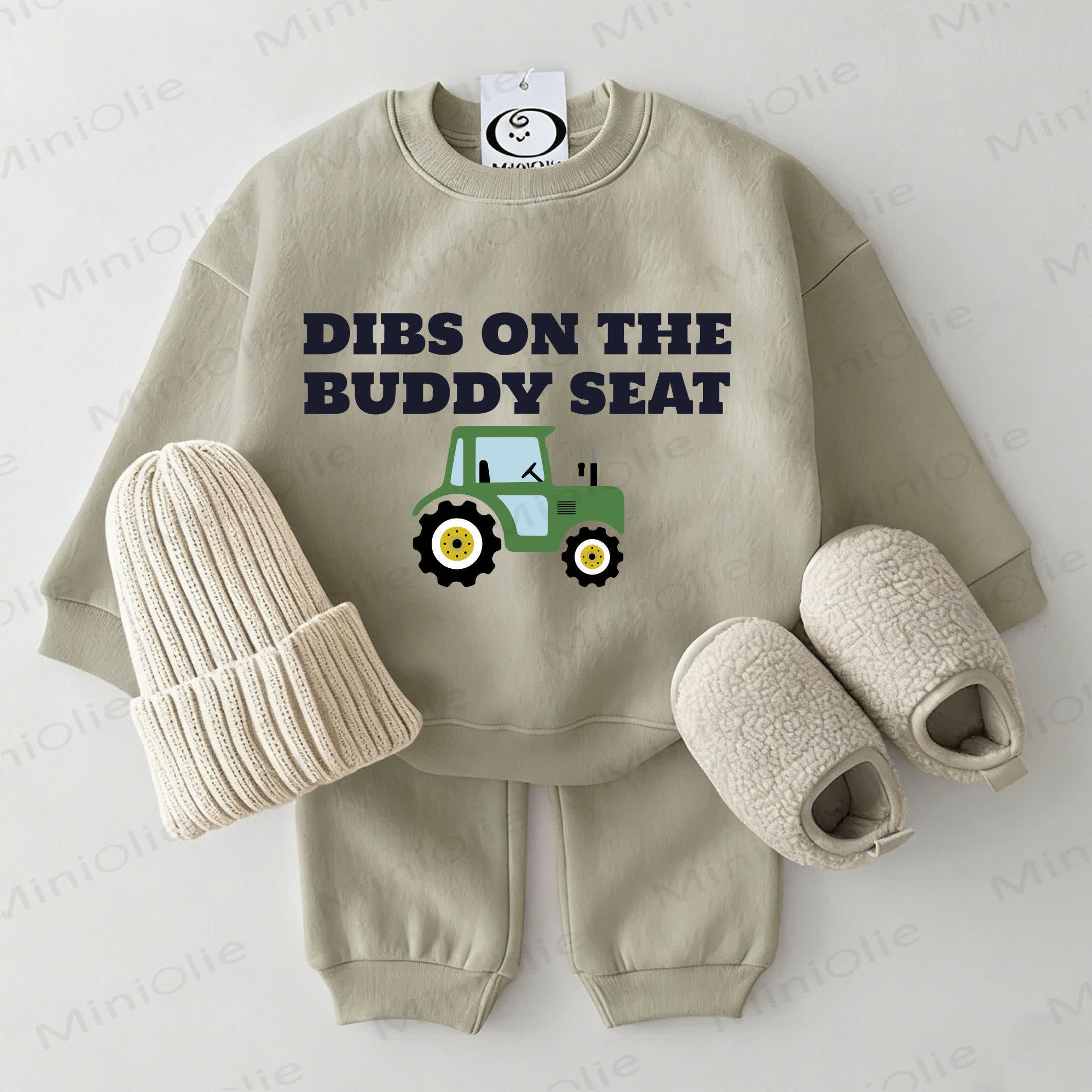 DIBS ON THE BUDDY SEAT Baby Sweatshirt 2-piece Set - Grey Green - 2-3T - image 1