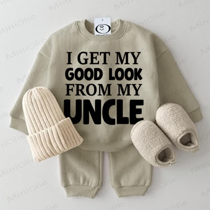 I GET MY GOOD LOOK FROM MY UNCLE Baby Sweatshirt 2-piece Set - Grey Green - 2-3T - image 1