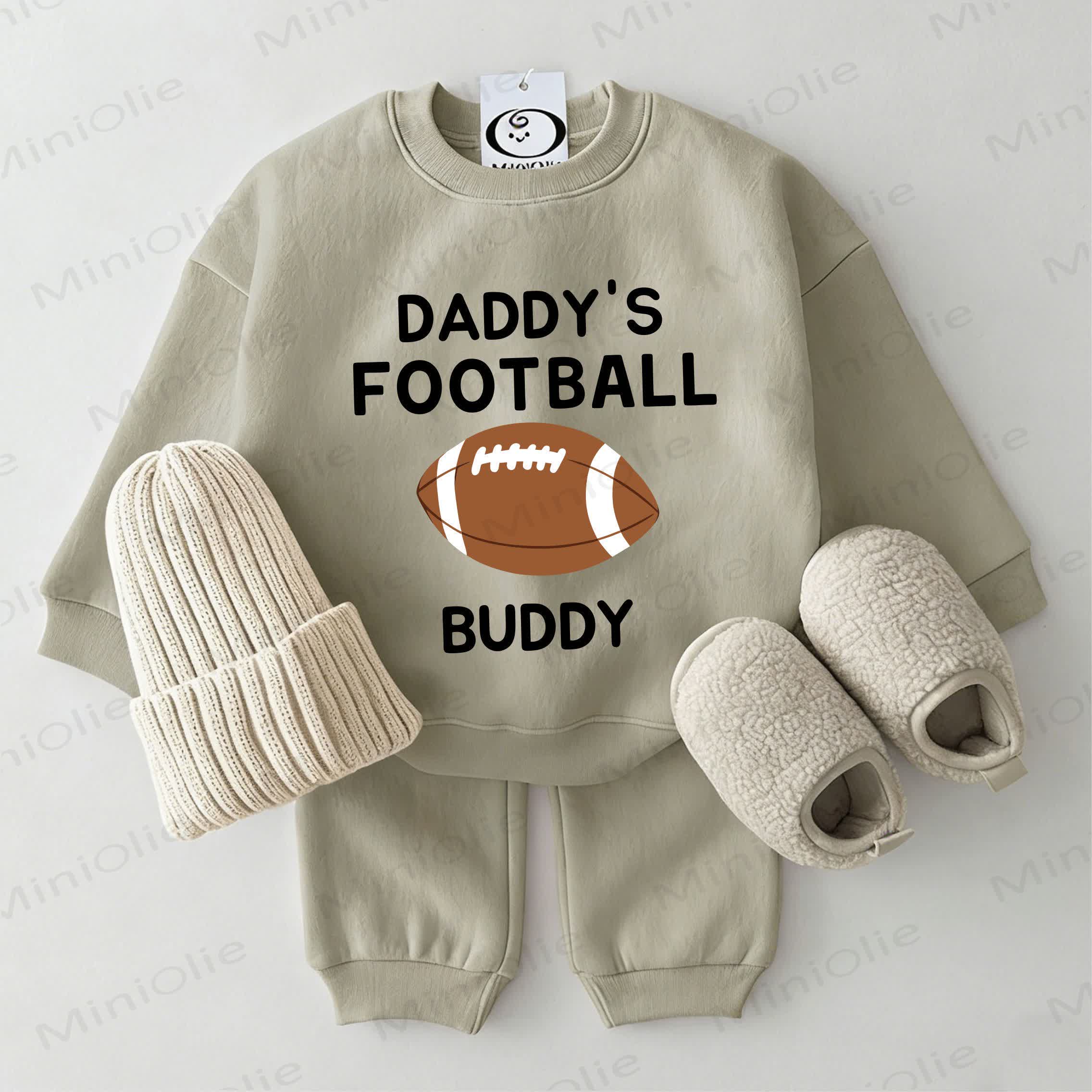 DADDY'S FOOTBALL BUDDY Baby Sweatshirt 2-piece Set - Grey Green - 2-3T - image 1