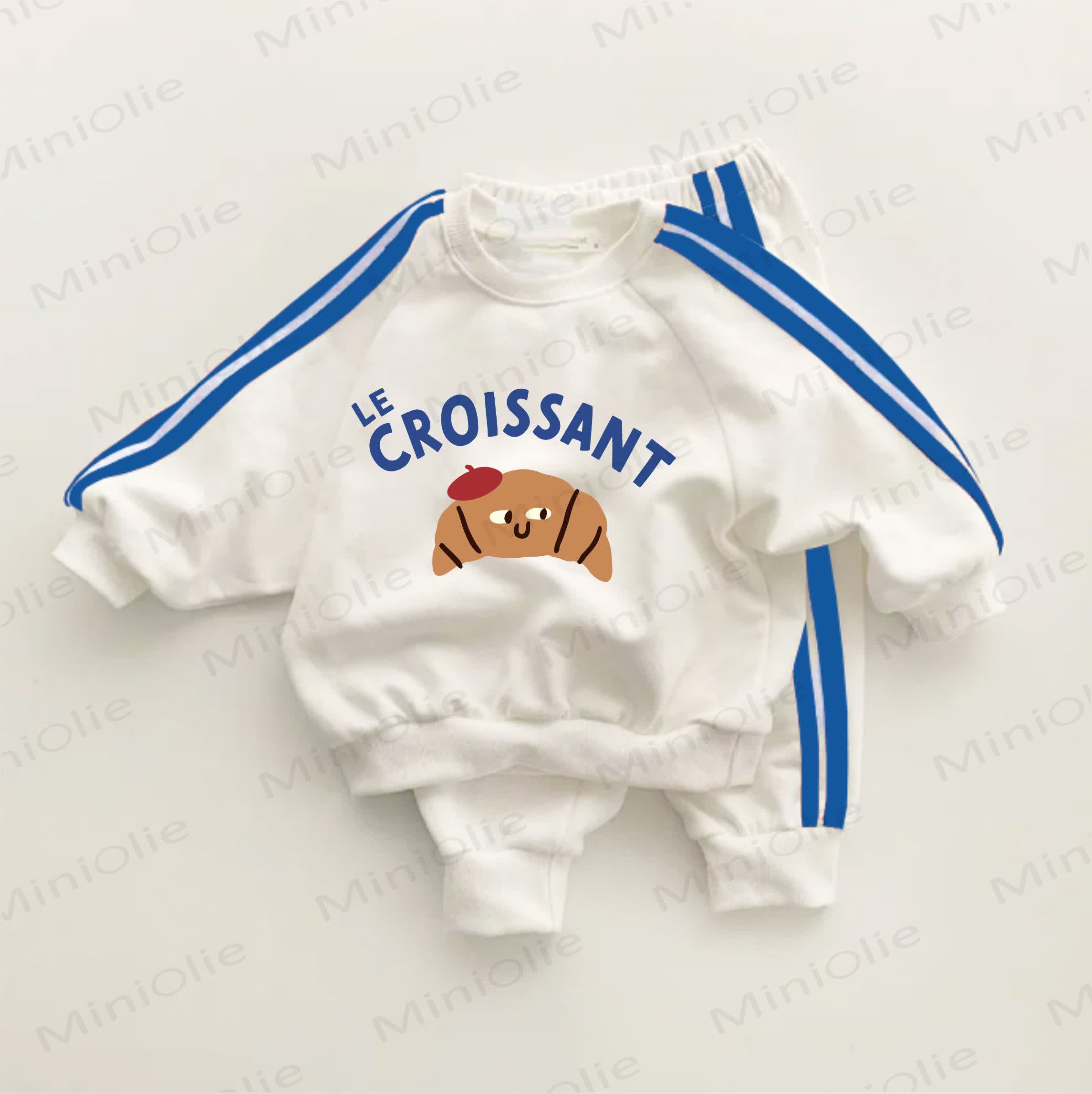 LE CROISSANT Baby Blue Striped 2-piece Set - White&Blue - 3-5T - image 1