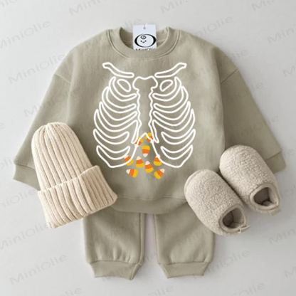 Baby Bone Rice Ball Sweatshirt 2-piece Set - Grey Green - 2-3T - image 1