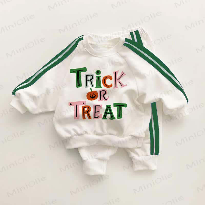 TRICK OR TREAT Baby Toddler Green Striped 2-piece Set - White&Green - 3-5T - image 1