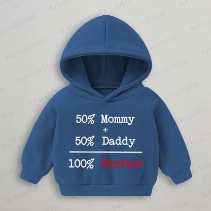 50% MOMMY+50% DADDY=100% PERFECT Baby Toddler Blue Hoodie Sweatshirt - Blue - 3-5T - image 1