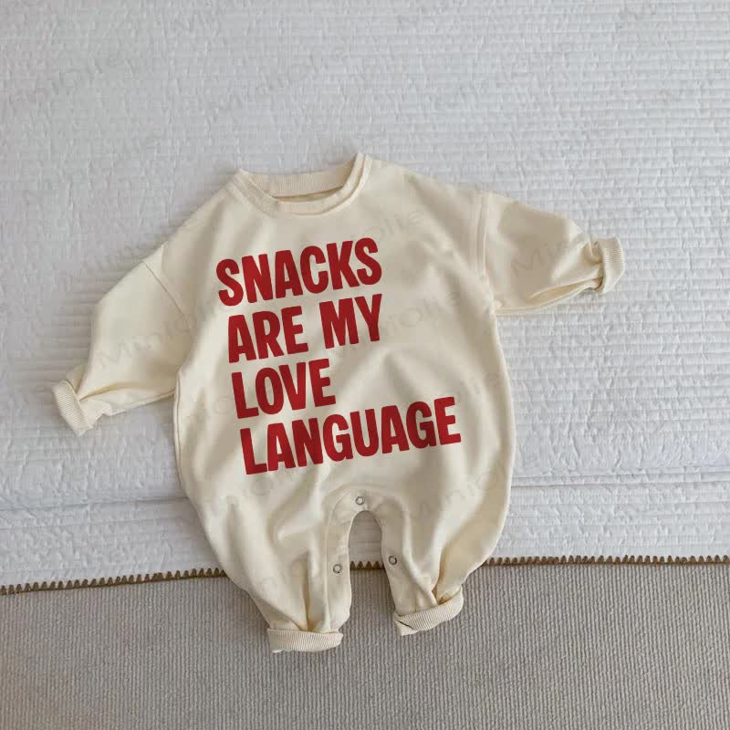 SNACKS ARE MY LOVE LANGUAGE Baby Toddler Beige Romper - Beige - 2-3T - image 1
