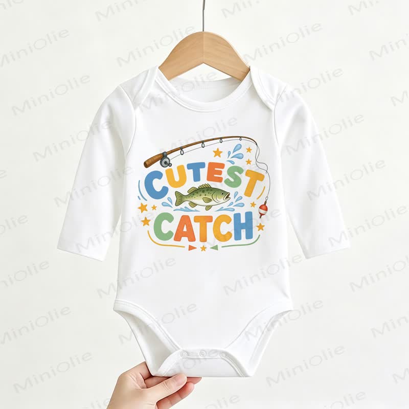 CUTEST CATCH Baby Fishing White Bodysuit - White - 12-18M - image 1