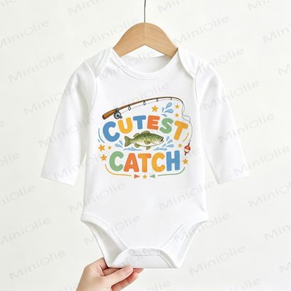 CUTEST CATCH Baby Fishing White Bodysuit - White - 12-18M - image 1