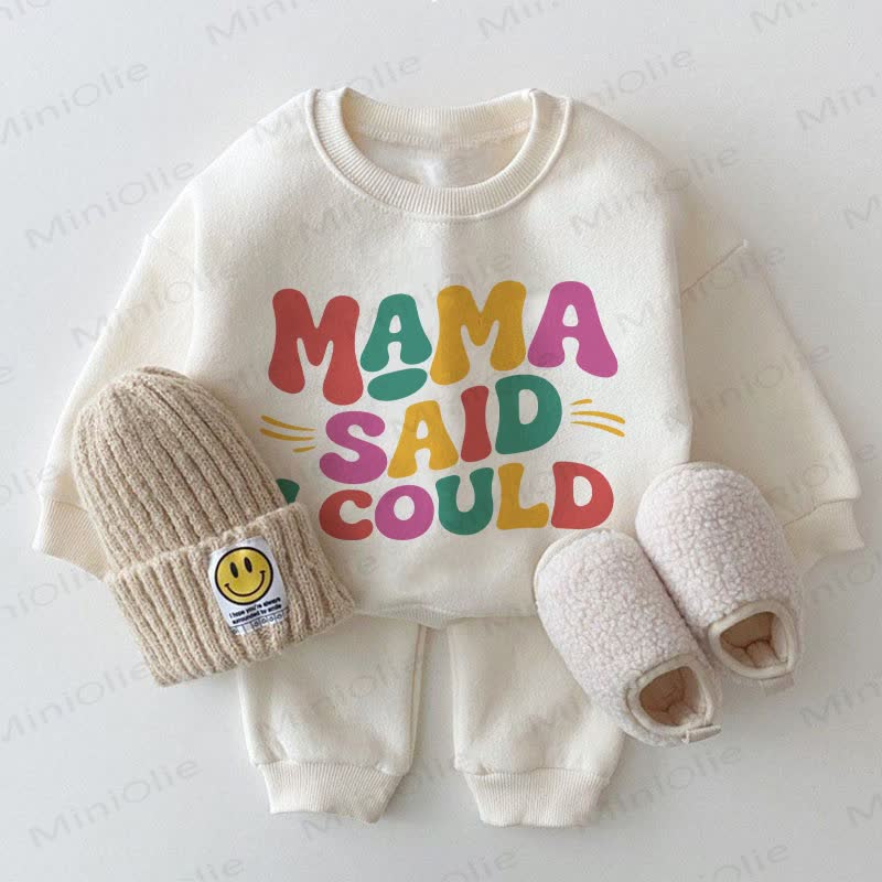 MAMA SAID I COULD Baby White Sweatshirt 2-piece Set - White - 2-3T - image 1