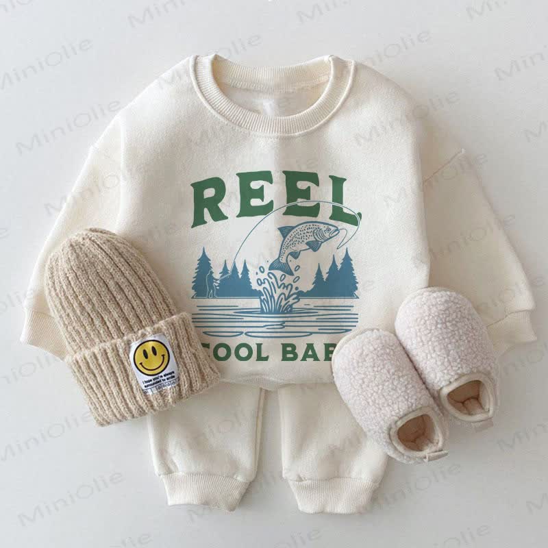 REEL COOL BABY Baby Fish White Sweatshirt 2-piece Set - White - 2-3T - image 1