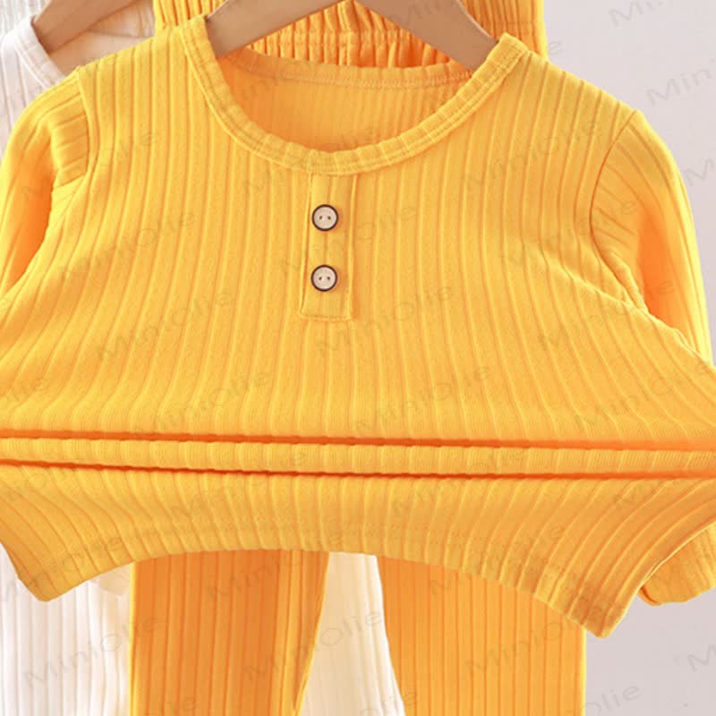 Toddler Kid Solid Color Knit Henley Lounge 2-piece Set - image 9