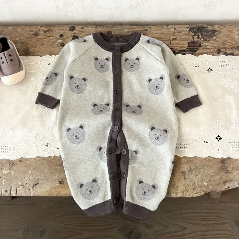 Baby Bear Print  Long Sleeve Romper - image 9