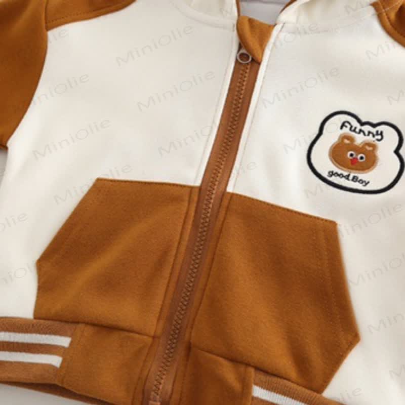 Baby Toddler Bear Patch Hooded and Jogger 3-piece Set - image 6