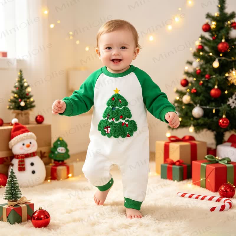 Baby Christmas Tree Long Sleeve Romper - image 9