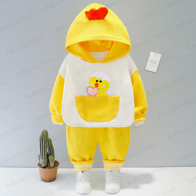 Toddler Baby Animal Pocket Hoodie and Jogger 2-piece Set - Yellow - 4-5T - image 3