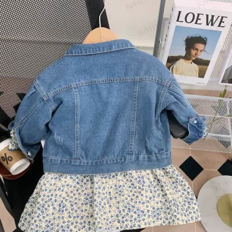 Toddler Girl Ditsy Floral Dress and Denim Jacket 2-piece Set - image 2