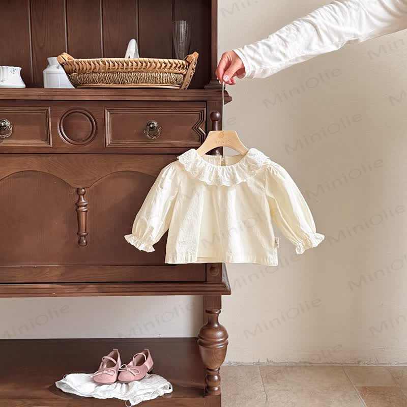Baby Heart Pocket Denim Pinafore Dress or Beige Top - Beige - 2-3T - image 3
