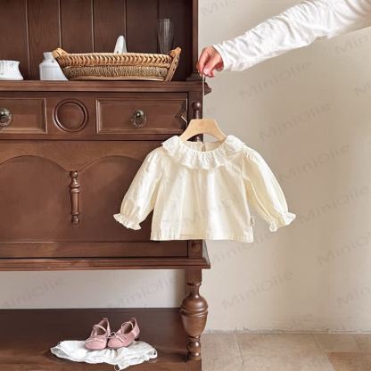 Baby Heart Pocket Denim Pinafore Dress or Beige Top - Beige - 2-3T - image 3