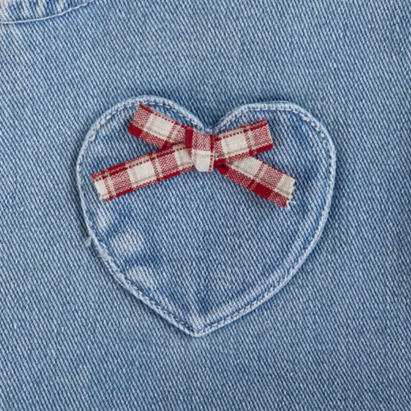 Baby Heart Pocket Denim Pinafore Dress or Beige Top - image 5