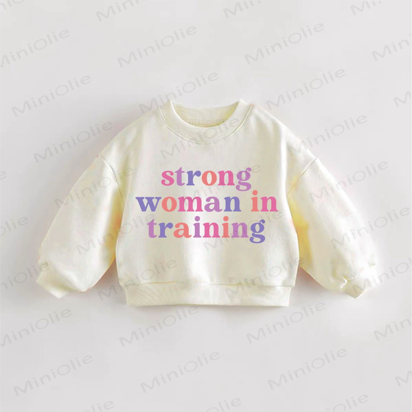STRONG WOMAN IN TRAINING Baby Toddler Sweatshirt - Cream - 3-5T - image 1