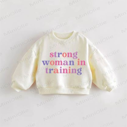 STRONG WOMAN IN TRAINING Baby Toddler Sweatshirt - Cream - 3-5T - image 1