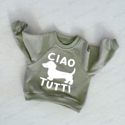 CIAO TUTTI Baby Toddler Puppy Grey Green Sweatshirt - Grey Green - 3-5T - image 1