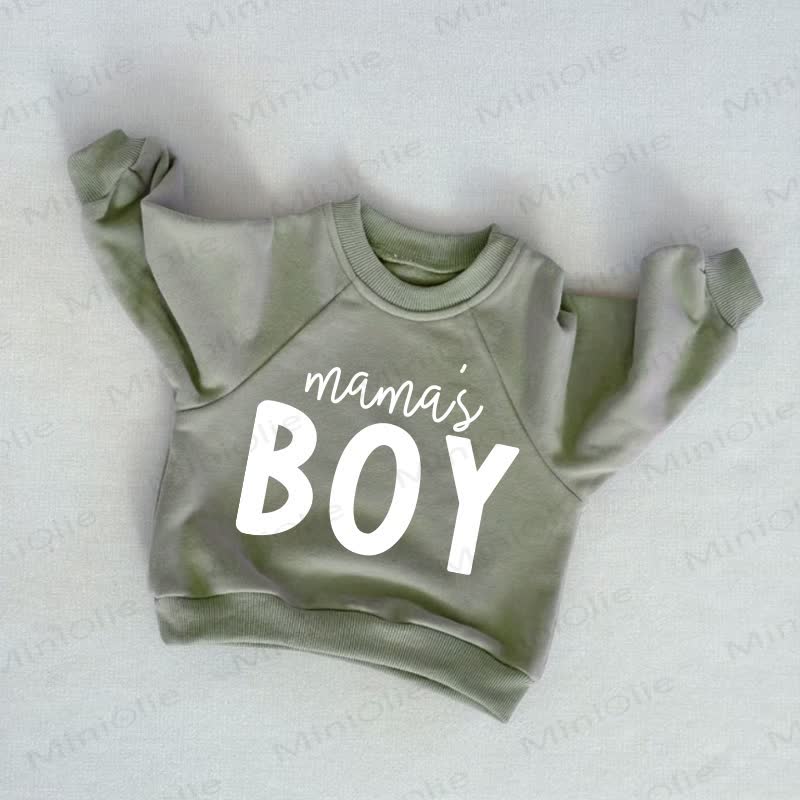 MAMA'S BOY Baby Toddler Slogan Grey Green Sweatshirt - Grey Green - 3-5T - image 1