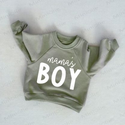 MAMA'S BOY Baby Toddler Slogan Grey Green Sweatshirt - Grey Green - 3-5T - image 1