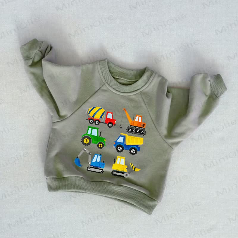 Baby Toddler Construction Vehicle Grey Green Sweatshirt - Grey Green - 3-5T - image 1