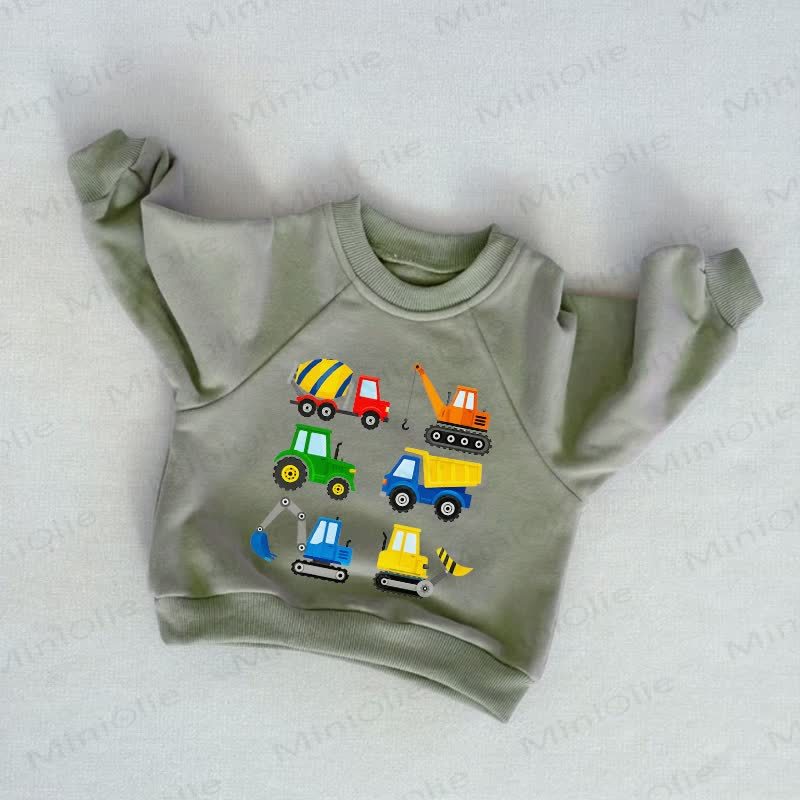Baby Toddler Construction Vehicle Grey Green Sweatshirt - Grey Green - 3-5T - image 1