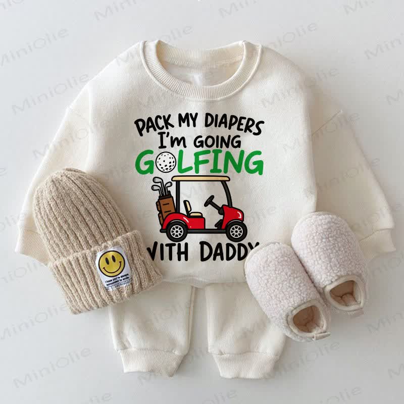 PACK MY DIAPERS I'M GOING WITH DADDY Baby White Sweatshirt 2-piece Set - White - 2-3T - image 1