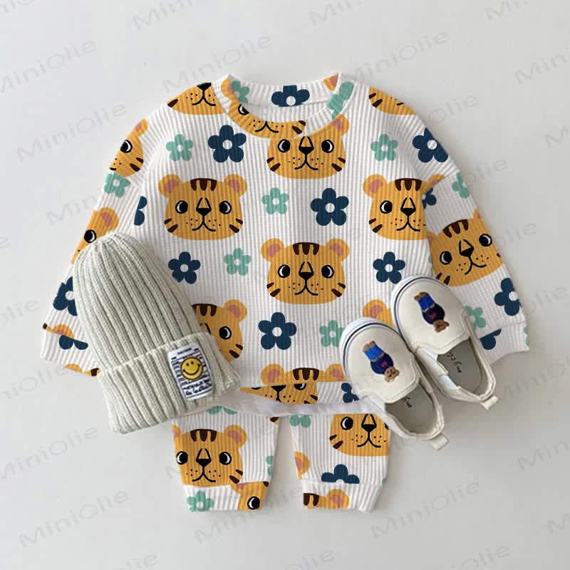 Baby Tiger Flower White Waffle 2-piece Set - White - 18-24M - image 1