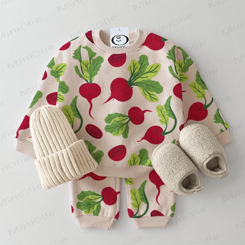 Baby Beige Radish Print 2-piece Set - Beige - 3-5T - image 1