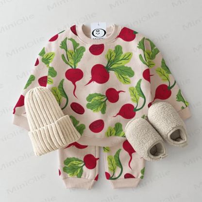 Baby Beige Radish Print 2-piece Set - Beige - 3-5T - image 1