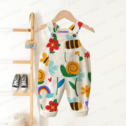 Baby Toddler Animals and Flowers Print Overalls - Beige - 3-5T - image 1