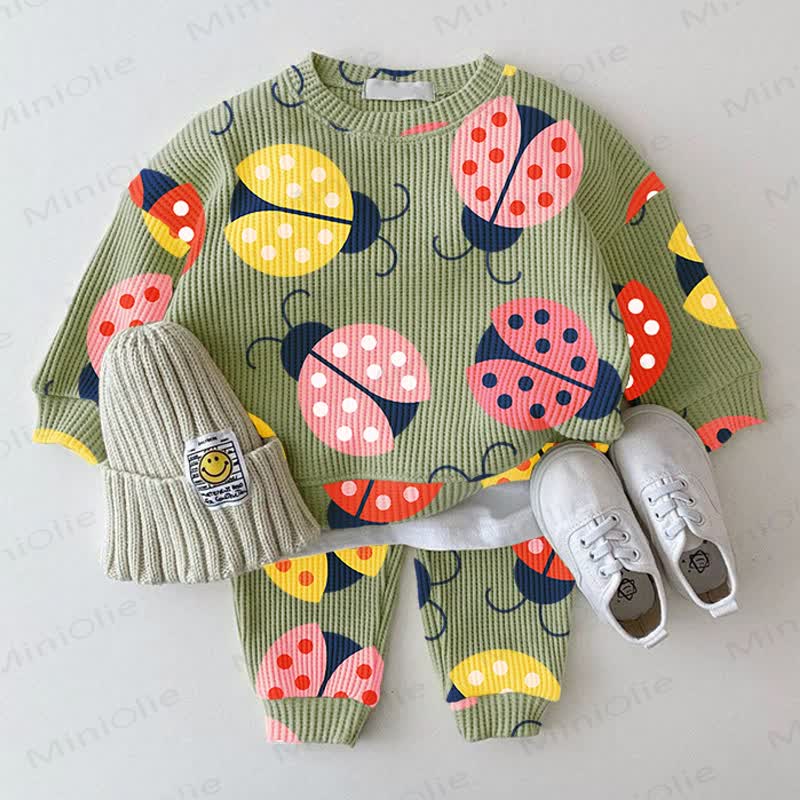 Baby Green Waffle Ladybug 2-piece Set - Green - 2-3T - image 1
