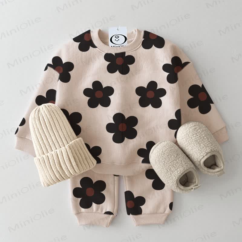 Baby 2-piece Flower Prin Beige Set - Beige - 2-3T - image 1
